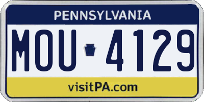 PA license plate MOU4129