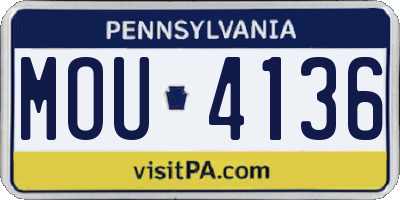 PA license plate MOU4136