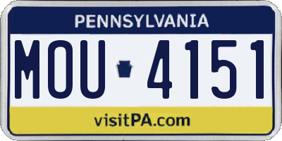 PA license plate MOU4151