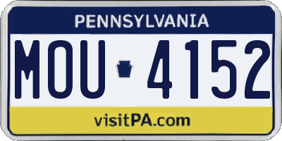 PA license plate MOU4152