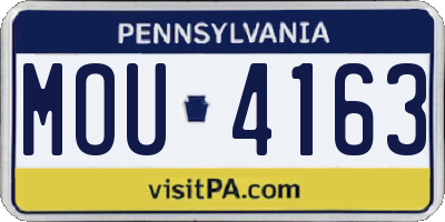 PA license plate MOU4163