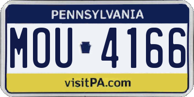 PA license plate MOU4166