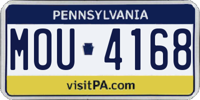 PA license plate MOU4168