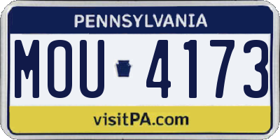 PA license plate MOU4173