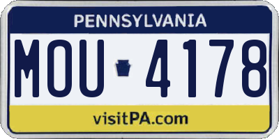 PA license plate MOU4178