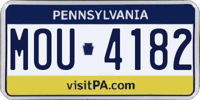 PA license plate MOU4182