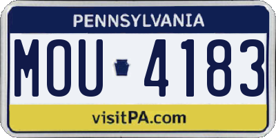 PA license plate MOU4183