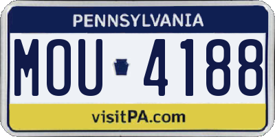 PA license plate MOU4188