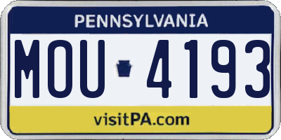 PA license plate MOU4193