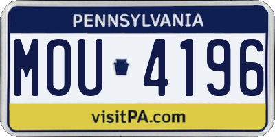 PA license plate MOU4196