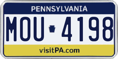 PA license plate MOU4198