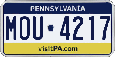 PA license plate MOU4217