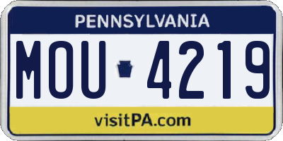 PA license plate MOU4219
