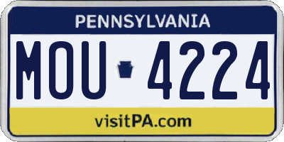 PA license plate MOU4224