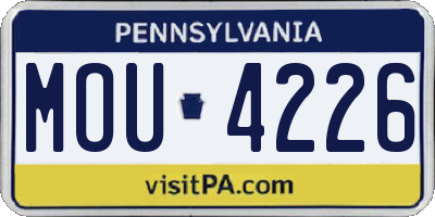 PA license plate MOU4226