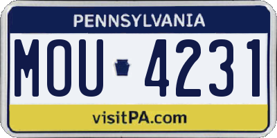 PA license plate MOU4231
