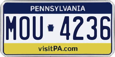 PA license plate MOU4236