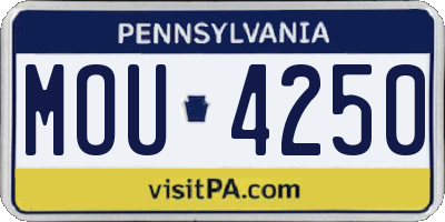 PA license plate MOU4250