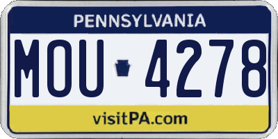 PA license plate MOU4278