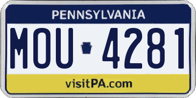 PA license plate MOU4281