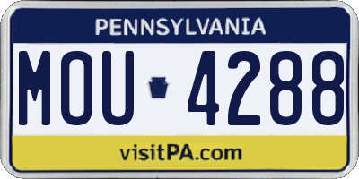 PA license plate MOU4288