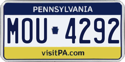 PA license plate MOU4292