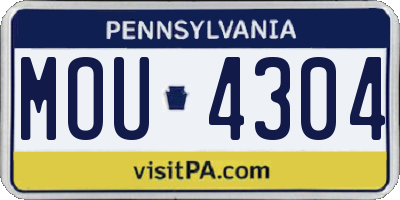PA license plate MOU4304