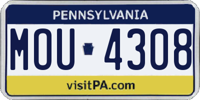 PA license plate MOU4308
