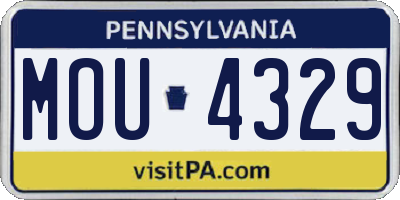 PA license plate MOU4329