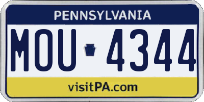 PA license plate MOU4344