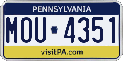 PA license plate MOU4351