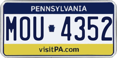 PA license plate MOU4352