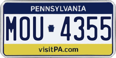 PA license plate MOU4355