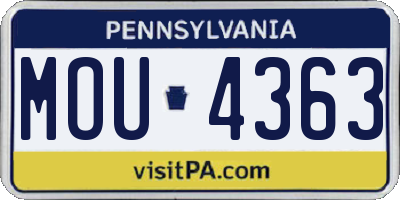 PA license plate MOU4363