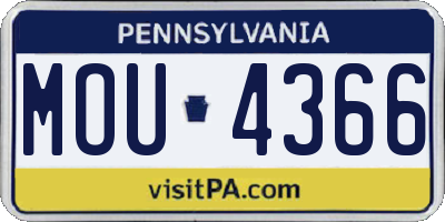 PA license plate MOU4366
