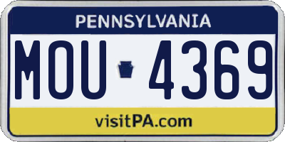 PA license plate MOU4369