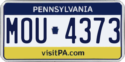 PA license plate MOU4373