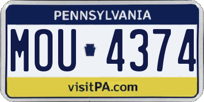 PA license plate MOU4374