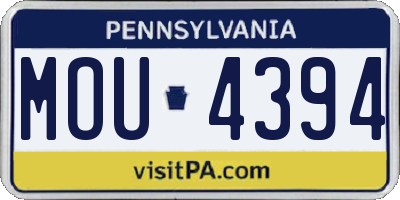 PA license plate MOU4394