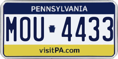 PA license plate MOU4433