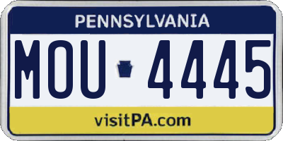 PA license plate MOU4445