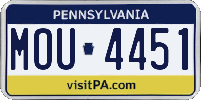 PA license plate MOU4451