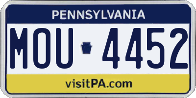 PA license plate MOU4452
