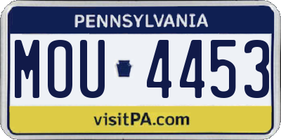 PA license plate MOU4453