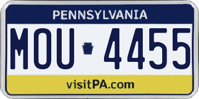 PA license plate MOU4455