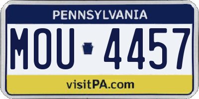 PA license plate MOU4457