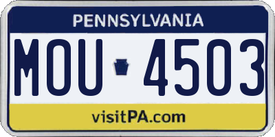 PA license plate MOU4503