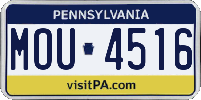 PA license plate MOU4516