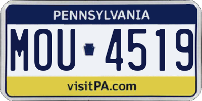 PA license plate MOU4519