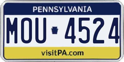 PA license plate MOU4524